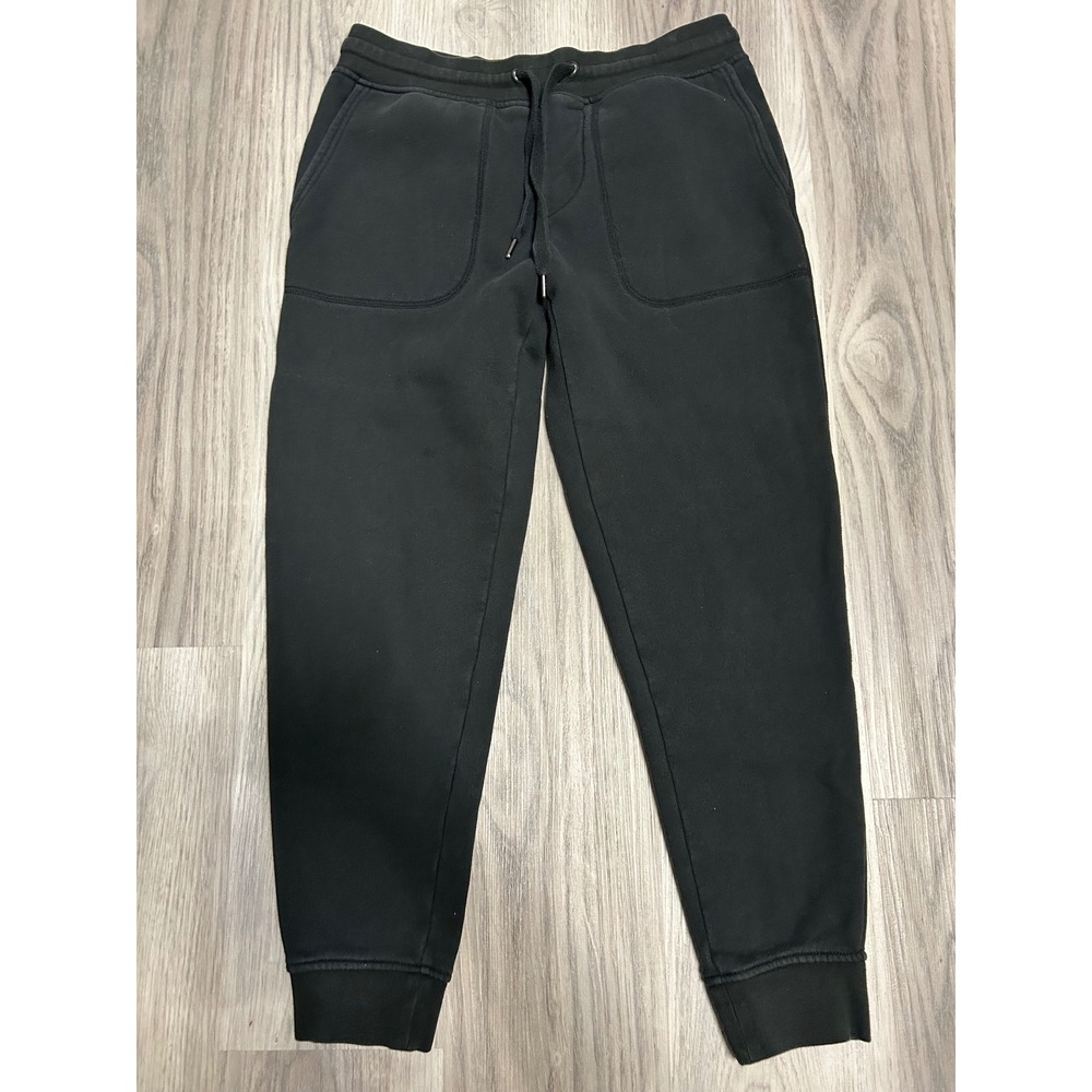 Banana Republic Mens Fleece Jogger Sweatpants Cotton Poly M Black Solid Pockets